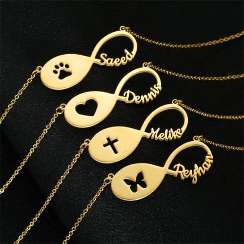 Customized Stainless Steel Infinity Name Necklace Boho Jewelry Personalized Heart Infinity Necklace Bridesmaid Gifts