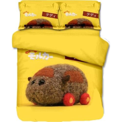 Kawaii Cartoon PUI PUI 3D Printed Bedding Set Duvet Cover King Queen Full Twin Size for Bedroom Decor