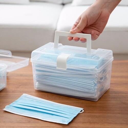 Mask Storage Box With Handle Household Dust-proof Sealed Large-Capacity Box Mask Storage Box Portable Student Storage Box