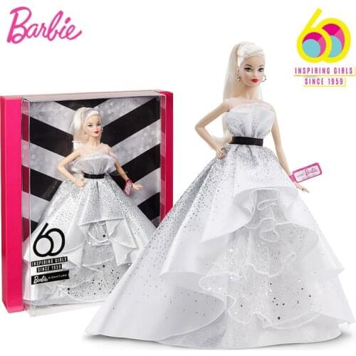 The Black Label Barbie Doll 60th Anniversary Limited Edition Inspiring Girls Since 1959 Barbie Signature Doll Toy Gift FXD88