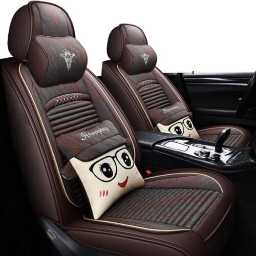 ZHOUSHENGLEE Linen Flax Car Seat Cover for Alfa Romeo Giulia Stelvio 2017 auto styling auto accessories seat cover for car