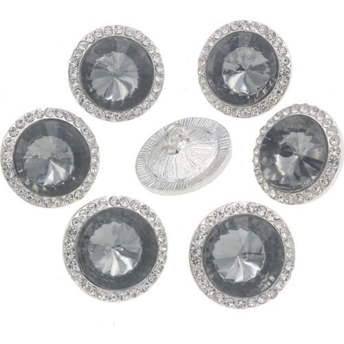 Metal Buttons for Clothing Decoration Rhinestone Shank Sewing Silver Button for Shirts or Coats 10pcs/lot