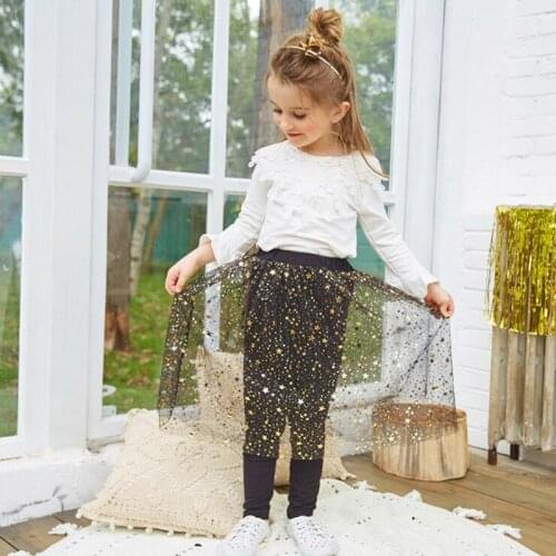 Fashion Lace Skirt-pants For Girls Spring Autumn Leggings Lace Skirt With Sequins Toddler Leggings Kids Trousers Perneiras