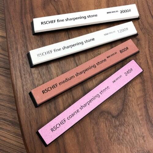 White Alundum Whetstone Set Professional Sharpening Stone Single Angle Knife Sharpener Honing System 4pcs 240 800 1200 2000