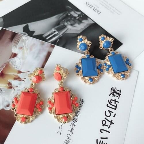 New Fashion Design Geometric Alloy Blue Orange Clip Earring