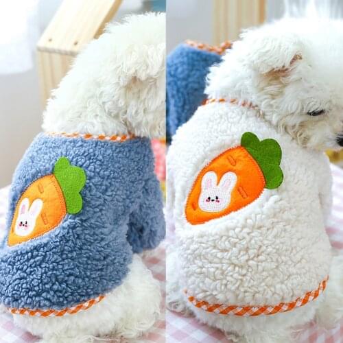 Pet Dog Clothing Carrot Bunny Pattern Fleece Printed Pet Dog Costume Cotton Soft Pullove Jacket Pet Clothing
