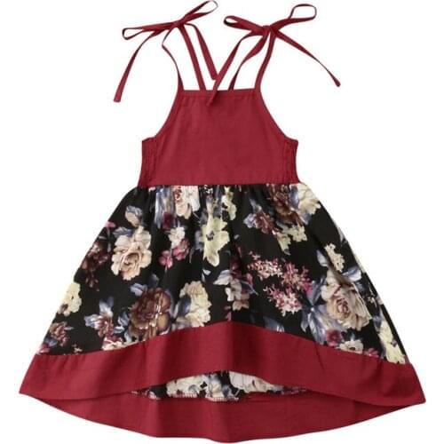 1T-6T Elegant Floral Kids Baby Girls Tutu Strap Dress Red Christmas Party Princess Children Girl Tutu Dresses Sundress