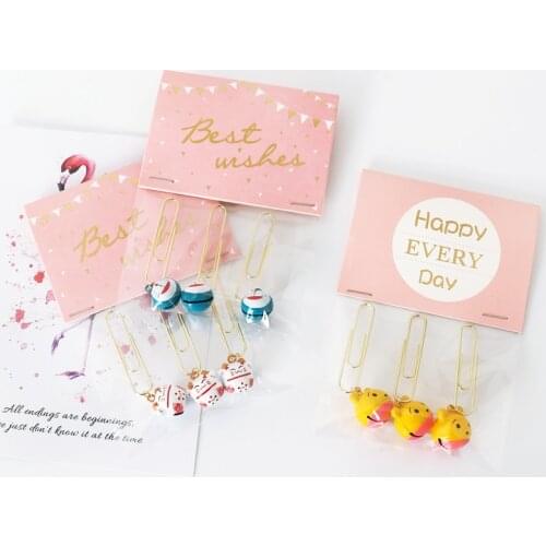 TUTU 3pcs/lot Creative Kawaii big bell Metal Paper Clip Bookmark Stationery Escolar Papelaria H0464