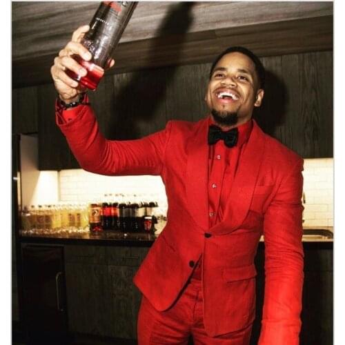 Red Men Suit Formal Slim Fit Costumes Marriage Groom Blazer Latest Coat Pant Designs Prom Suits Wedding Tuxedo 2pcs