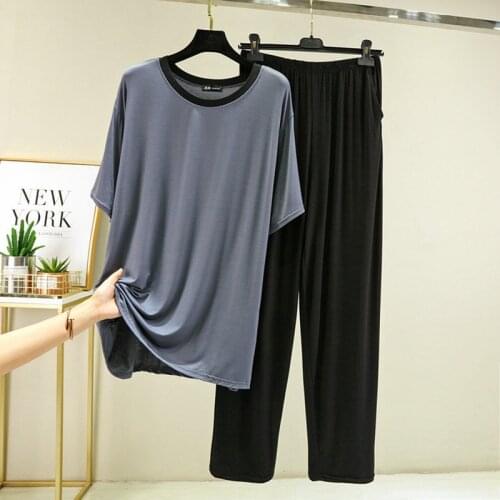 Loose Plus Size Sleepwear Set New Modal Pajamas Women Short Sleeve Trousers Suit Comfortable Nightwear Female Home Pijamas 6XL