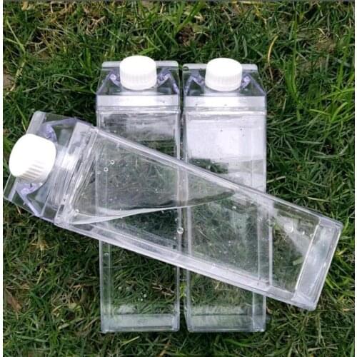 500ml Plastic Clear Milk Carton Water Bottle Reusable Leakproof Transparent Sport Juice Cup Outdoor Camping Drinkware BPA Free