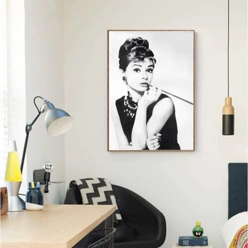 Audrey Hepburn Portrait Black White Canvas Painting Wall Art Modular Pictures for Bedroom Decor room decor wall art decor