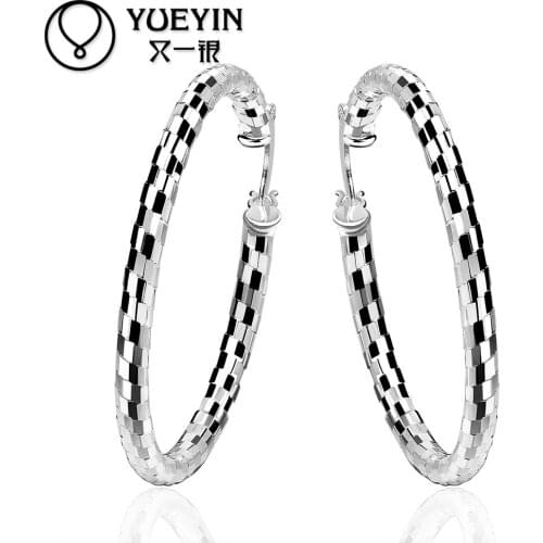 Romantic Classic Wholesale silver plated hoop earrings for women big round circle earrings Anniversary Trendy brilliant