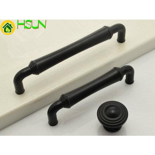 3.75" 5" 6.3" Black Dresser Knob Drawer Pulls Handles Kitchen Cabinet Door Knobs Pull Handle Retro Large Solid 96mm 128mm 160mm
