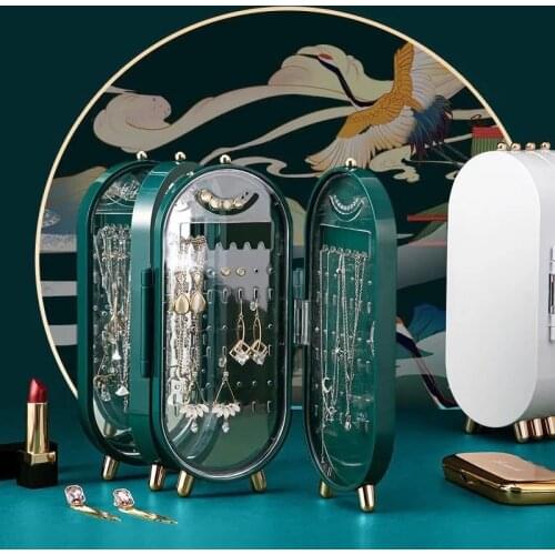 Jewelry Storage Box Earrings Display Stand Bracelet Necklace Organizer Foldable Portable Plastic Box 6 Doors 360 Holes Large