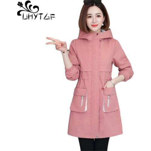UHYTGF Women Jacket Fashion Korean Thicken Warm Winter Cotton Coat Parker Female Mid-Length Hooded Casual Plus Size Outwear 1186