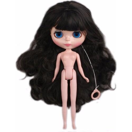 [wamami] 12" 7 &9 joints Nude Doll Normal Skin With Black Hair Wig ~ Shiny Face