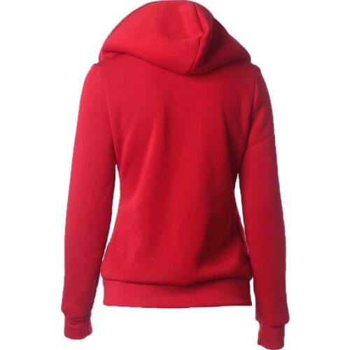 Woman Turndown Collar Zipper Long Sleeve Hooded Coat Casual Autumn Winter Female Hoodie Coat