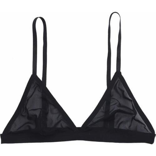 Sexy Lingerie for Women See Through Bras Top O-ring Soft Sheer Mesh Triangle Bralette Wire-free Unlined Bra Female Underwear