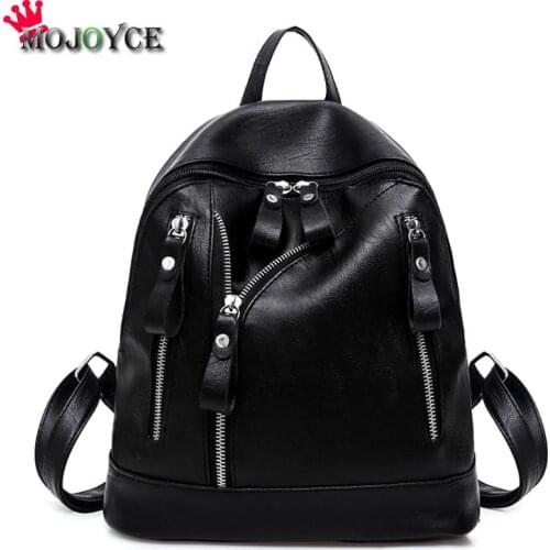 PU Leather Backpack Women Black Wateproof Rucksack Female School Bags Mochila Escolar Teenager Girls Sac a Dos Back Pack