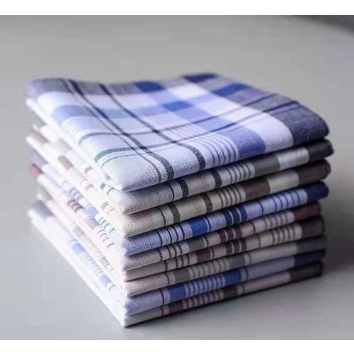 12Pcs Classic Vintage Plaid Stripe Handkerchief Hanky Men Pocket Squares Cotton Business Casual Chest Towel Hankies Scarves