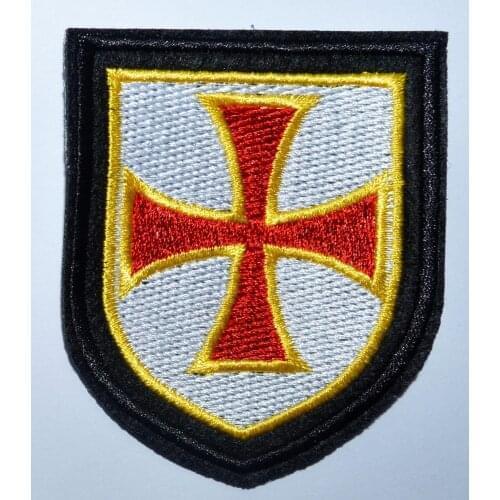 CROSS CHRIST KNIGHTS TEMPLAR SHIELD Red White Yellow CHRISTIAN Logo iron on PATCH (Size is about 6.2 * 7.2 cm)