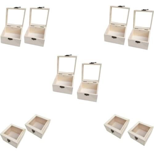2Pcs Unfinished Wood Box with Hinged Lid and Front Clasp for Arts, Crafts, Hobbies and Home Storage