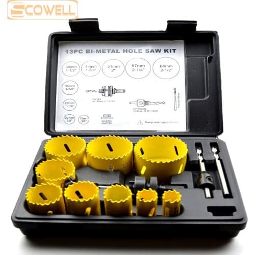 30% off 13pcs Holesaw blades kit HSS Bimetal holesaw Bit Set adjustable holesaw cutter metal cutting Core Drill Hole Cutting Saw