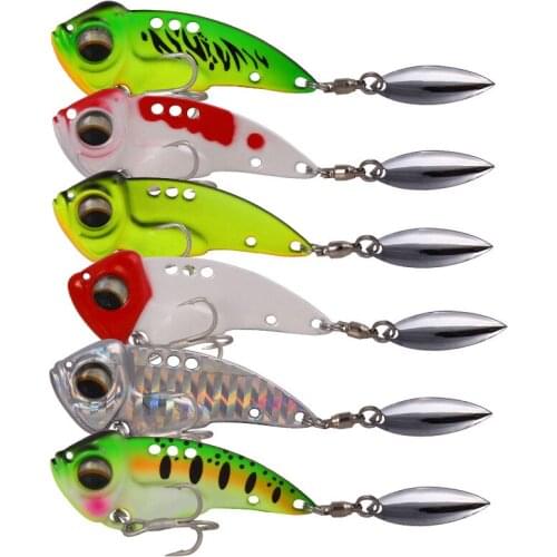 6pcs 8.5g 12.5g 17g Sinking Metal VIB Fishing Lure with Rotating Spoon Tail Hard Wobbler Crankbaits Vibration Spinner Tackle