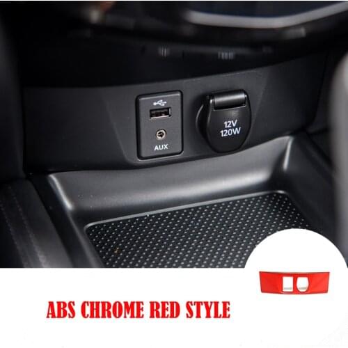 ABS Chrome Red Style Cigarettes Lighter Panel AUX USB Frame Trim Cover for Nissan QASHQAI J11 2016 2017 2018 2019 accessories