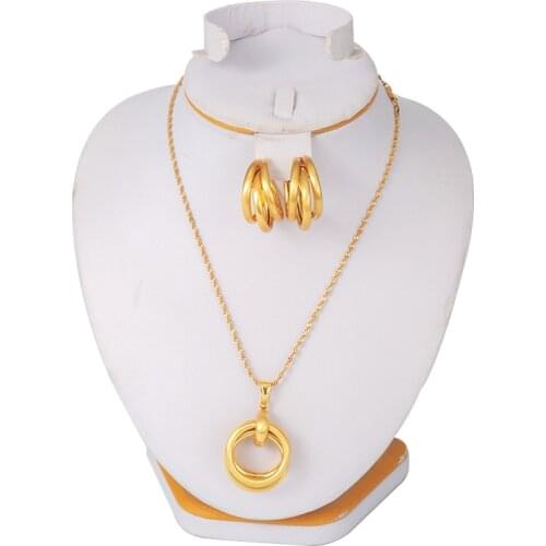 Africa Jewelry Set for Women Ethiopian Girls KidsNecklace/Earrings/Pendant Dubai Fashion Metal Russia Bridal Jewelry Gifts