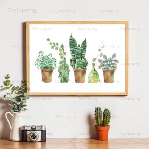Botanical Canvas Poster Watercolor Succulent Painting Plant Wall Art Pictures Prints Nordic Style Living Room Bedroom Home Decor