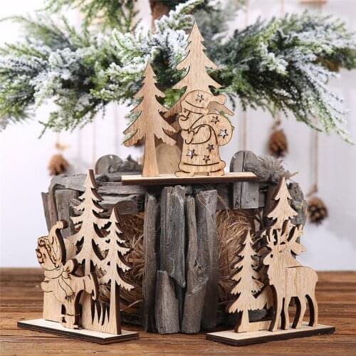 New Year 2022 Xmas Navidad Christmas Natal Wooden Pendant Ornaments Christmas Decorations for Home DIY Party Kids Toys Gifts