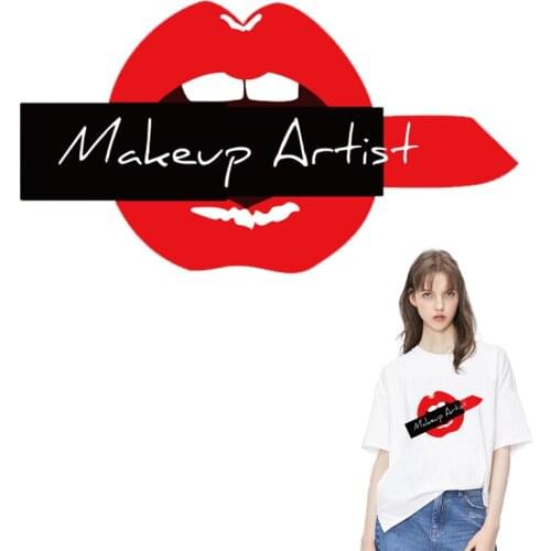 Iron on transfer for clothing stickers patch vinyl transfer patches on clothes red lip and lipstick iron on patches diy badges