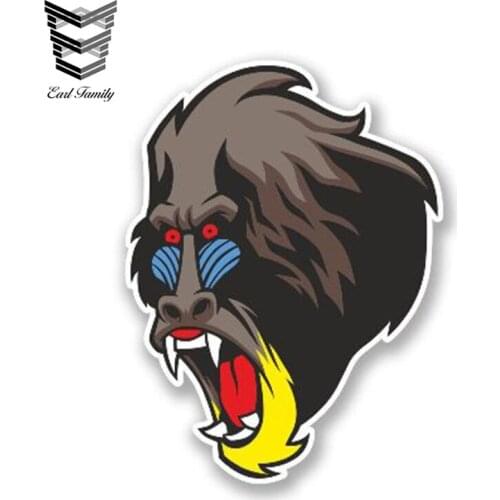 EARLFAMILY 13cm x 11cm Cartoon Baboon Vinyl Sticker Rear Windshield Decal Animal Car Sticker Waterproof Bumper Accessories