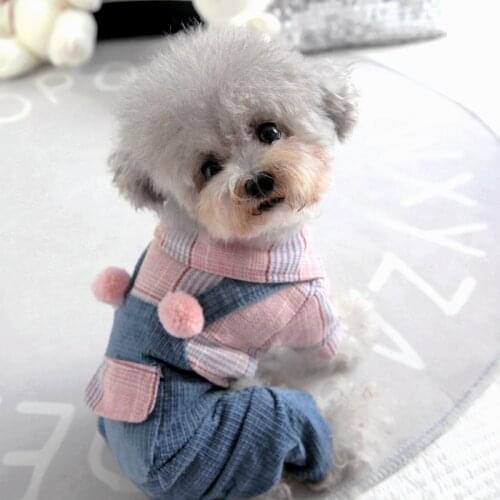 Cotton Shirt Winter Overalls For The Dog Blue Pink Autumn Pet Puppies Animals Apparel For Cats Breeds Chihuahua Toy Terrier Pugs