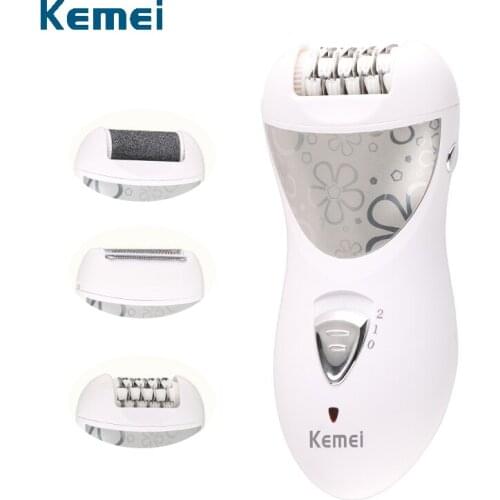 Kemei Rechargeable 3 in 1 Lady Epilator Hair Shaver Removal For Women Foot Care Electric Hair Callus Remover Device Depilador