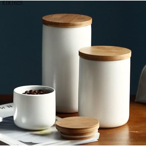 Black and White Ceramic Airtight Jar with Lid Coffee Food Jar Household Kitchen Seasoning Candy Jar Kitchen Storage Container