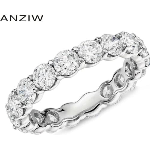 925 Sterling Silver 4mm Moissanite Round Cut Full Eternity ring Wedding Band Anniversary Moissanite Ring for Women Jewelry