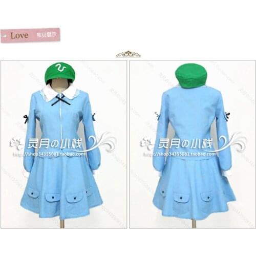 Touhou Project Mountain of Faith Kawasiro Nitori Halloween Party Blue Dress Cosplay Costume 11