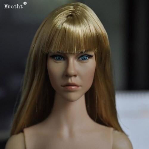 Mnotht 1/6 Scale KM15-13 Head Sculpt Beautiful Blue Eyes+Blond Hair Model for 12" Action Figure Doll Toy Accessories Collection