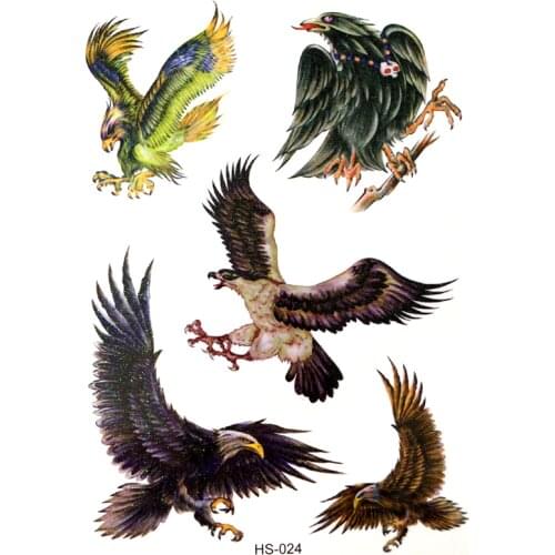 3PCS Fierce Eagle Waterproof Temporary Tattoos Men Harajuku Flash Gold tattoo henna tatoo Flash tattoo Tatuajes temporales