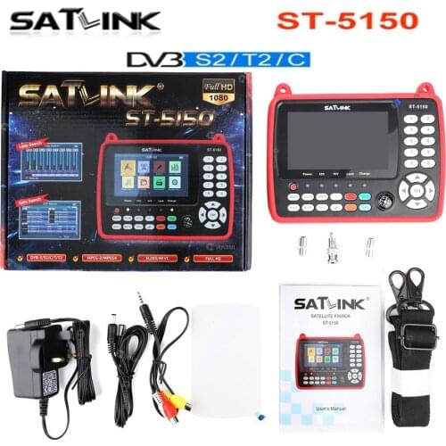 [Genuine]SATLINK ST-5150 DVB-S2/T2/C COMBO HD Satellite Finder Meter H.265 HEVC MPEG-4 QPSK 8PSK 16APSK 4.3 Inch TFT LCD Screen