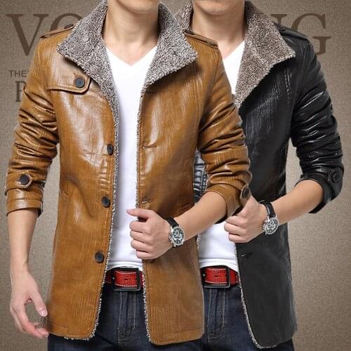 Autumn Winter Men Outerwear Fleece PU Jackets Mens Coats Causal Male Jackets Windbreak Waterproof Outerwear