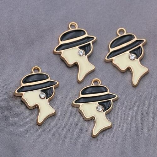 5PCS Gold Color Enamel Women Charm Pendant for Jewelry Making Necklace Bracelet Accessories DIY Craft