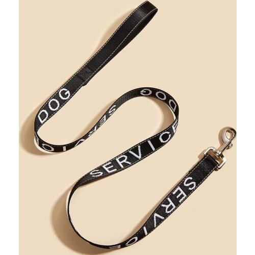 SERVICE DOG Leash with Neoprene Padded Handle and Reflective Silk-Screen Print, Wolking Leash, 4ft