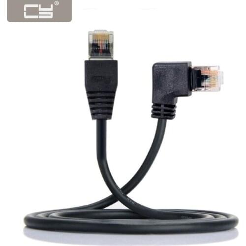 Chenyang 8P8C STP Cat6 Lan Ethernet Network Patch Cord 90 Degree to Straight Cable 50cm