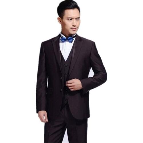 New Arrival Groom Tuxedo Back Vent Groomsmen Peak Lapel Wedding/Dinner Suits Best Man Bridegroom (Jacket+Pants+Tie+Vest)B404