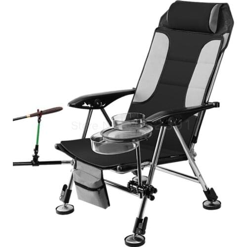Thick folding fishing chair multi-function ultra light portable table fishing chair all terrain reclining Korean fishing chair