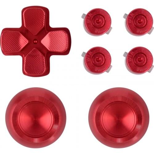 #P4AJ0007GC Metal Red Kits Thumb Sticks Buttons Dpad Repair for PS4 Controller